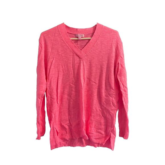 LILLY PULITZER TUNIC TOP/LIGHTWEIGHT SWEATER SZ SM-V-NECK-LONG SLEEVE- HOT PINK - Picture 1 of 8